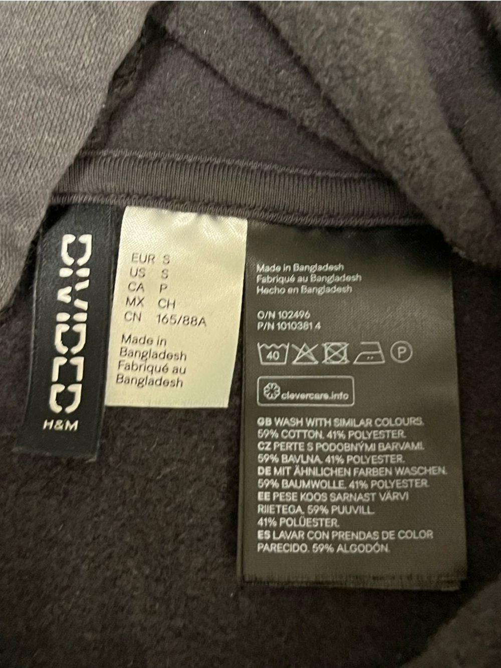 Divided by H&M Cropped Hoodie Shrug; Charcoal Gray/Black - Picture 4 of 4